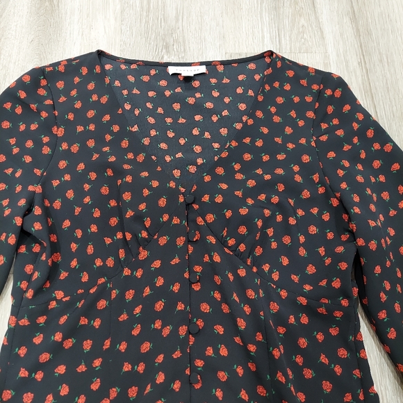 NWOT Topshop Black Floral Rose Printed Midi Dress - Picture 6 of 8